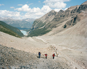 Hiking the Plain of Six Glaciers, C-print, 40"x50"