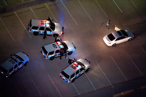 High Risk Traffic Stop shot from Helicopter