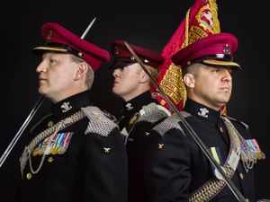 Lieutenant Colonel Porter Commanding Officer, Warrant Officer Class 2 Regimental Quarter Master Sergeant Maj Baines, Warrant Officer 1 Regimental Sergeant Major Ashton The King’s Royal Hussars, From Soldiery British Army Portraits