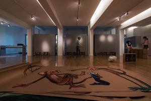 The preparation of the exhibition by the artist Cristina Valadas