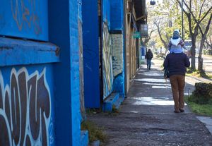 Blue walking