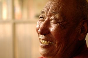 The number one monk of Mindroling Monastery near Dranang, Tibet was photographed on 1 July 2005. © Forest McMullin