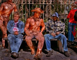 Waiting for the parade, during Mardi Gras, 2002, New Orleans, USA