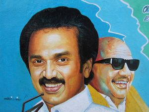 Two on blue, Mahabalipuram, Tamil Nadu, 2010.