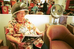 Beauty Parlor Lady Under Dryer
