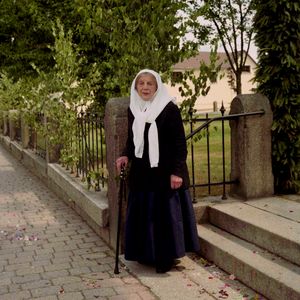 Maria Mirtschink, Catholic Sorb, with Garb for High Catholic Holidays, 2010, Lusatia. From the series: The last women in their traditional peasant garbs