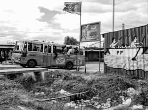 Patriotic Front supporters on a bus