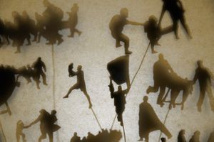 Drifting…, shadow installation (detail), view behind the curtain