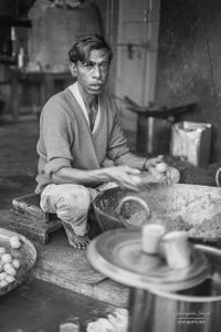 Shopkeeper making ladoo sweets | Goraya, Punjab.