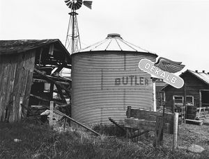 8176.10, farm buildings, Hwy 73 south of Randolph, WI, 1981.   coll:  Smithsonian American Art Museum; Royal Library, Copenhagen.