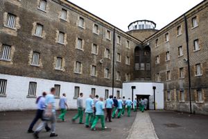 Prisoners return from their jobs to their wings for lunch at Wandsworth prison.HMP Wandsworth in South West London was built in 1851 and is one of the largest prisons in Western Europe. It has a capacity of 1456 prisoners.