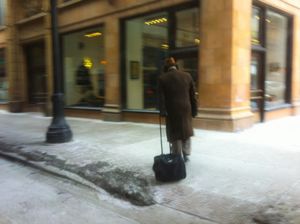 The Man walking in the snow