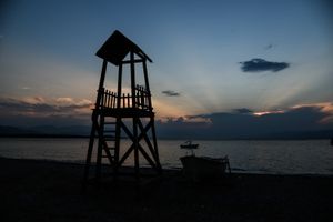 Sunset with clouds at Lichades islands
