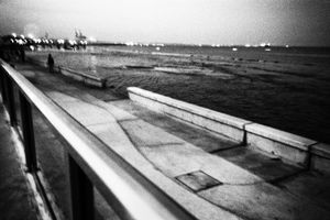 night trace by the shore, 35mm film, Larnaca