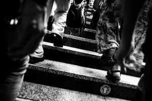 People walks to the platform of the Shinjuku JR station