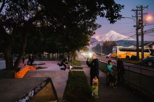Young people in the skatepark of Pucón