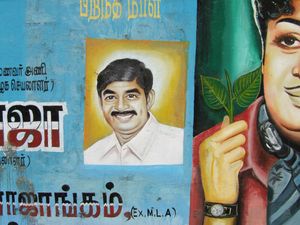 Candidate with leaf, Madurai, Tamil Nadu, 2010.