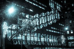 New School Windows At Night