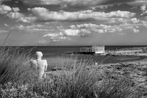Vendicari natural reserve, statue in memory of the shipwrecked migrants, October 4, 2019