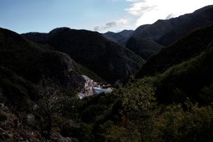 The Pengue Dam in the Alto Bio Bio Region. Mapuche communities have been displaced far up in the mountain in order to build it.