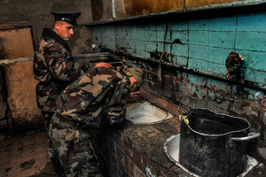 Barracks on the Tajik-Afghan border. The end of the shift.