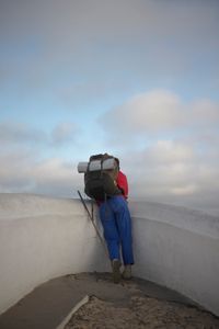 A pilgrim overlooking the horizon, Nazaré, Portugal, June 2018