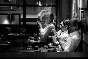 Colleagues enjoy an afterwork drink in Hamamatsucho, Tokyo
