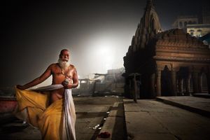 Sadhu after praying and bathing in the Gange