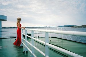 Woman in red.