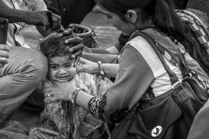 Shaving Ceremony In Indian color festival
