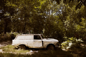 A scrap of a Lada near the racetrack bazaar in the Armenian neighborhood.