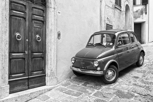 The original Fiat 500 is still ideal for negotiating the town's tight, steep thoroughfares