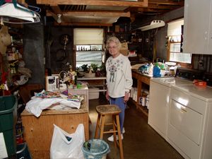 Mom in the utility room.