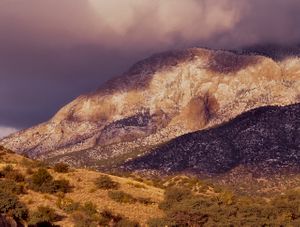 The "shield" and the "Pulpit"; Western Escarpment of the Sandia Mountains.