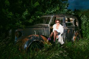 The woman with the white coat