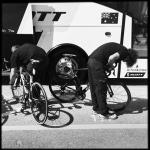 Preparing the bikes