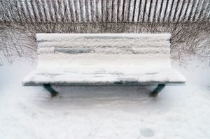 Three snowed in benches, Helsinki, 2012