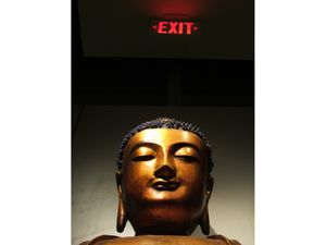 seated Buddha sculpture, Museum of Anthropology at University of British Columbia, Vancouver, 2010,