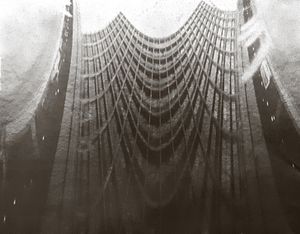 Large format Anamorphic pinhole shot of Tel-Aviv municipality building