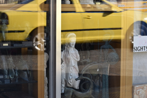 Kori waiting for a taxi