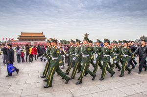 Paramilitary policeman march