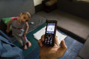 Samir told me he’s the father of three boys. He shows me the last picture he took of his son, Zaid. One morning he took his two eldest boys to school in his car when without warning government forces opened fire. He and his boys were shot. Soldiers then dragged him out of the car beat him severely and left him and the children for dead. Ziad and Shihab died that mourning. © David Brunetti