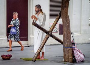 Jesus takes a break, Seville, Spain.