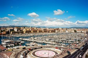 View of the port of Marseille.