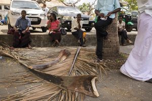 Waiting in the queue in the township, Galle, Sri Lanka