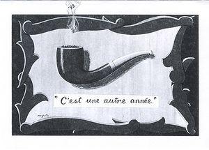 1992, front, hand-drawn collage on book page.