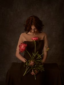 Woman with Peonies