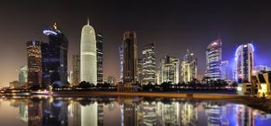 Panoramic of West Bay at night