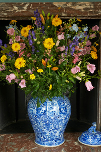historical flower arrangement in historical rooms at Paleis Het Loo Apeldoorn The Netherlands