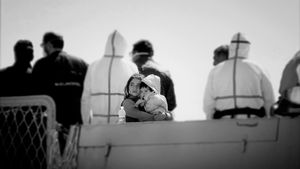 Augusta, Italy (2015). In port, on an Italian Navy ship, after being rescued at sea. Big things happening to little people.